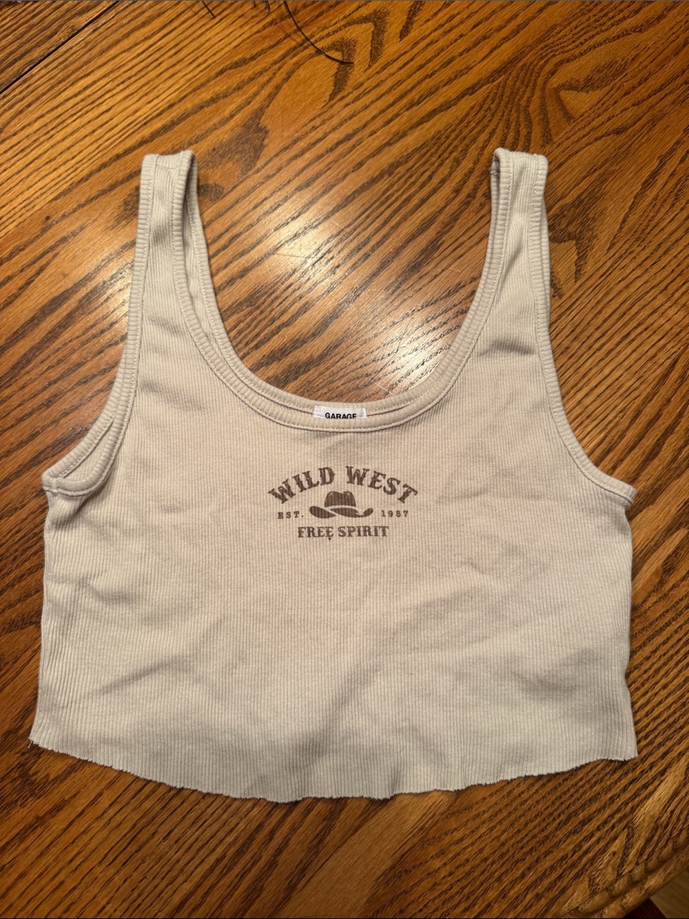 Garage Cream Ribbed 'Wild West Free Spirit' Crop Tank